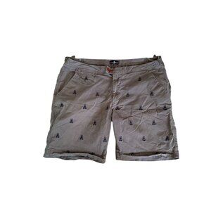 PSYCHO BUNNY Men's Taupe Embroidered Logo Shorts Size 40